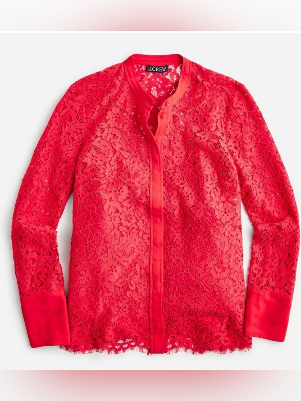 J. Crew red lace long sleeved buttondown 4